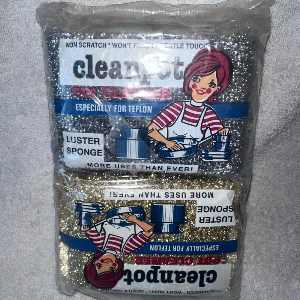 Vintage Cleanpot Luster Kitchen Sponge Pot Cleaner Non Scratch Won’t Rust 4/Pk